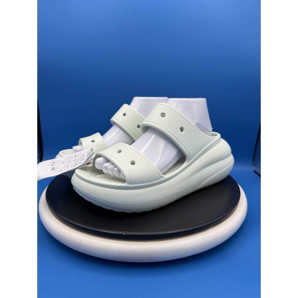 CROCS Crush Womens 8 Mint Green Chunky Slip On Platform Slide Sandals 207670-3YF